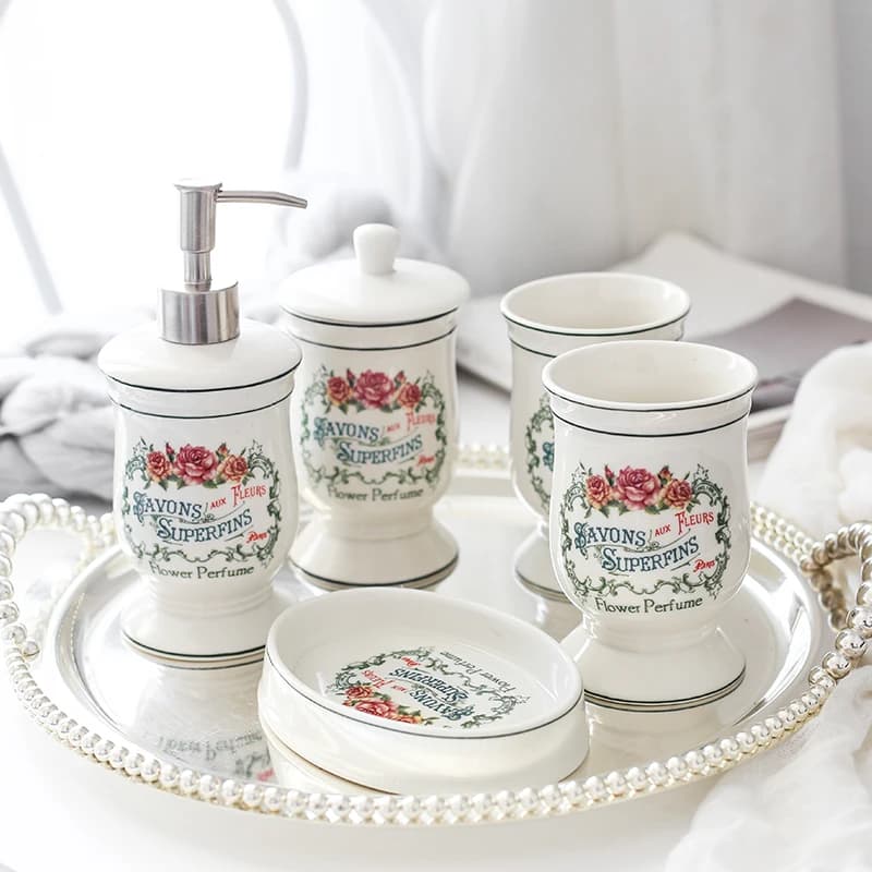 Set portaspazzolino in ceramica per coppia, organizer da bagno moderno con design a doppia tazza, accessori da bagno per hotel e uso domestico
