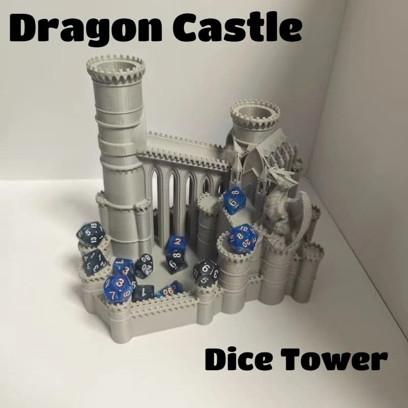 Torre dei Dadi Castello del Drago di Grandi Dimensioni Stampata in 3D - Accessorio Creativo per Giochi da Tavolo, Castello Personalizzabile, Progettato per Giochi di Ruolo da Tavolo