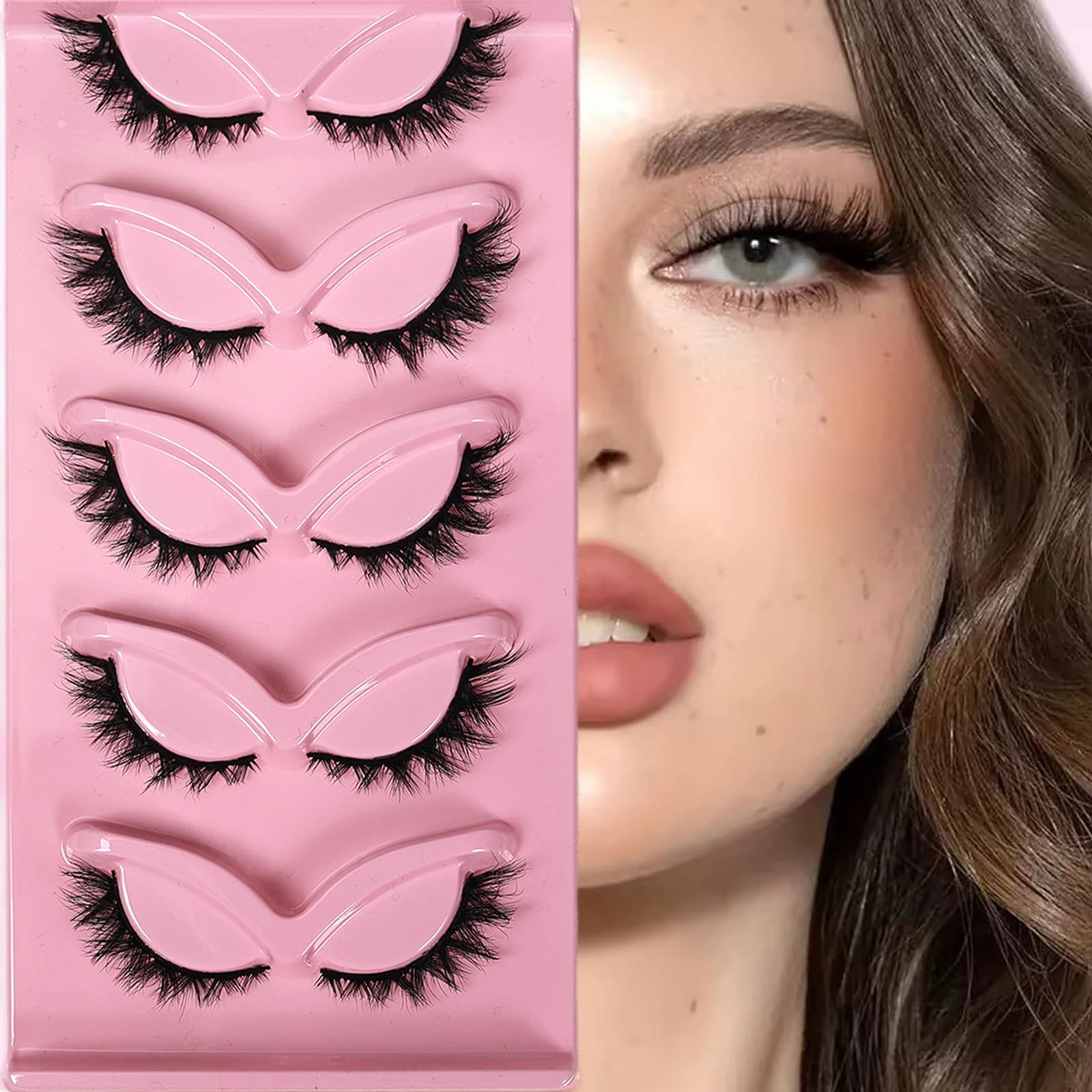 5 paia di ciglia finte Cat Eye, ciglia finte in visone, riutilizzabili, morbide e confortevoli, per il trucco quotidiano e per le feste