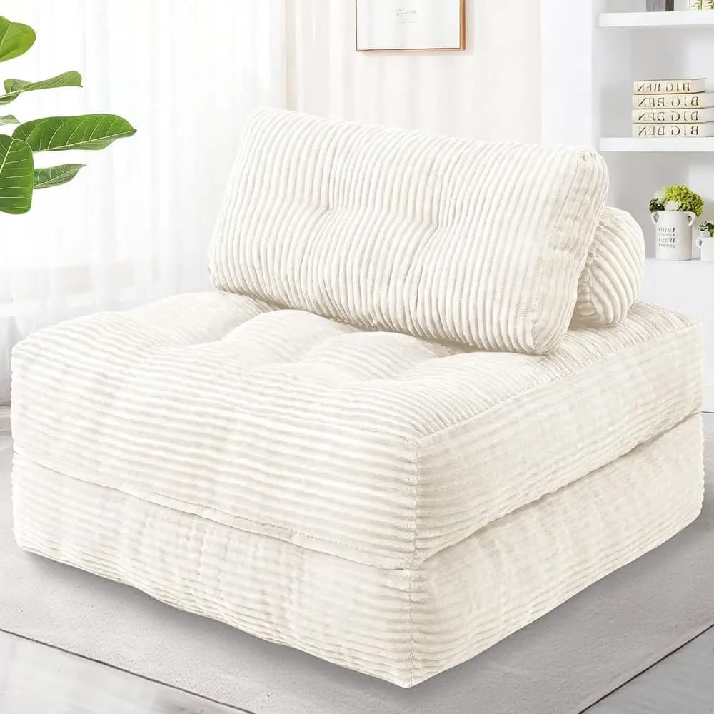 Letto pieghevole, poltrona letto convertibile con cuscino e maniglia, sedia letto pieghevole con supporto per la schiena, comoda sedia letto da pavimento