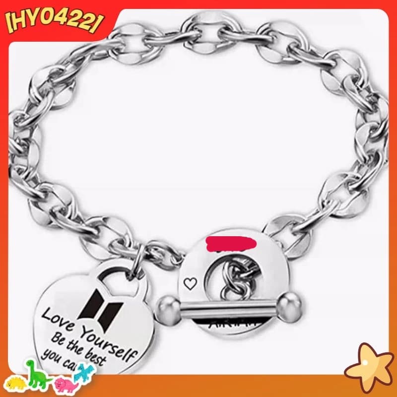 Kpop Fashion Versatile Stainless Steel Bracelet Titanium Steel Heart Tag Toggle Clasp Jewelry For Adult Daily Wear Concert Gift