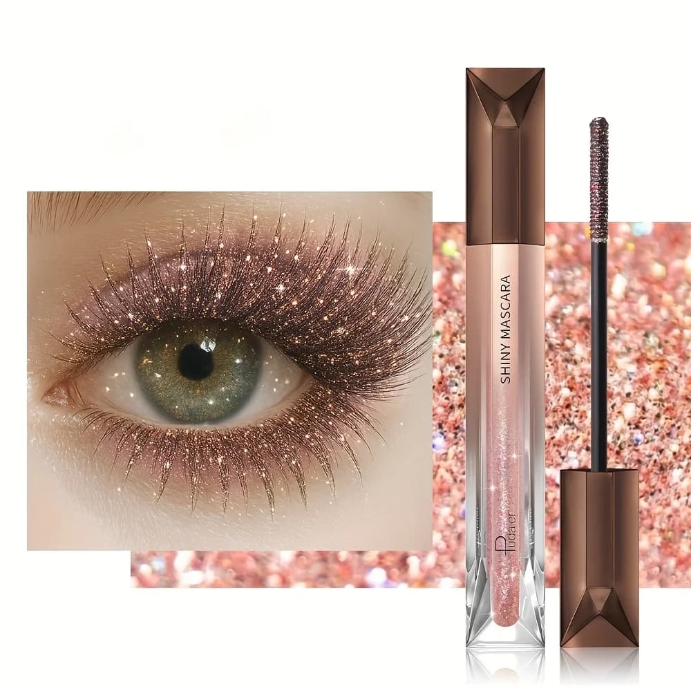 Long Lifetime Waterproof Glittered Mascara, Eyelash Mascara with Diamond Effect, Anti-Watch Makeup