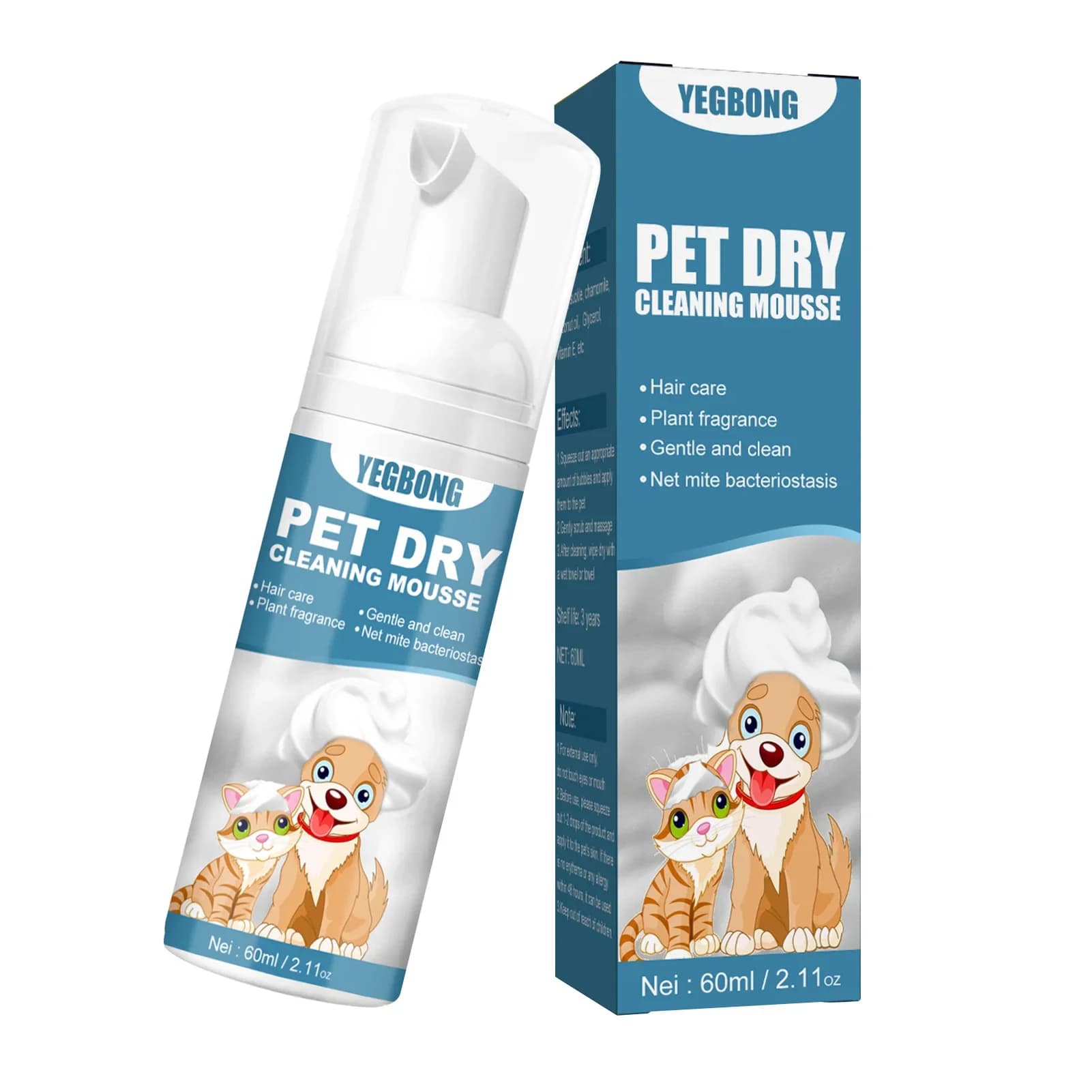 Shampoo secco per gatti senza risciacquo cani gatti Mousse per la pulizia Shampoo per animali domestici senza risciacquo pulizia senza bagno rimozione degli odori per un odore fresco