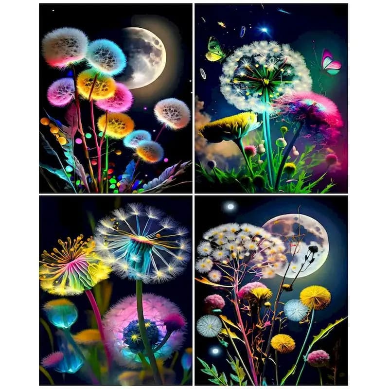 SDOYUNO Oil Painting By Numbers Kits For Adults Fantasy Dandelion Acrylic Paints set Oil Drawing Wall Art Picture For Home Decor