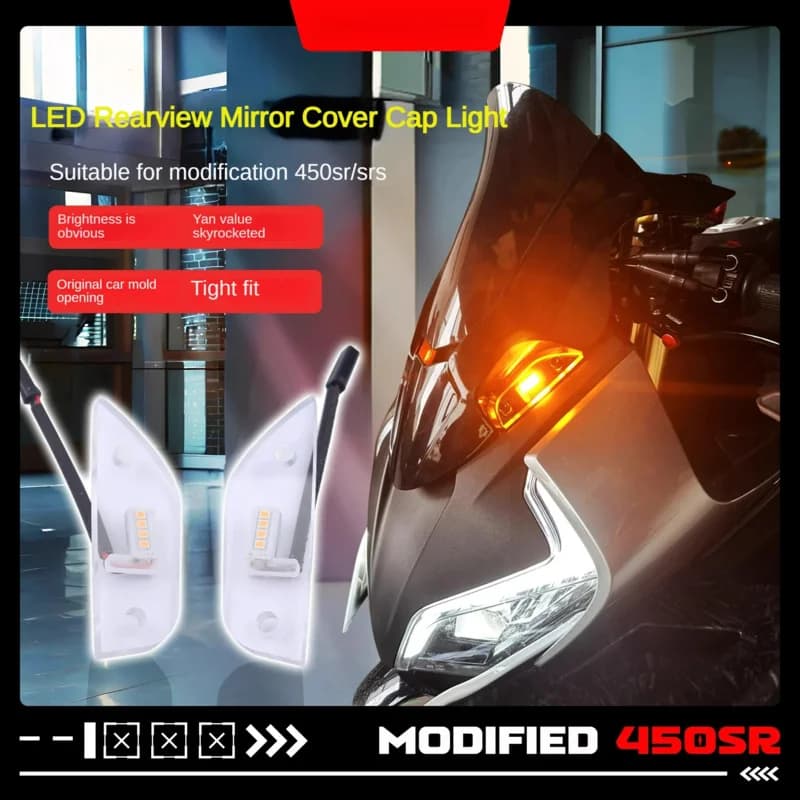 For CFMoto 450sr/450srs 2022 2023 2024 2025 led mirror light cap, waterproof motorcycle accessories