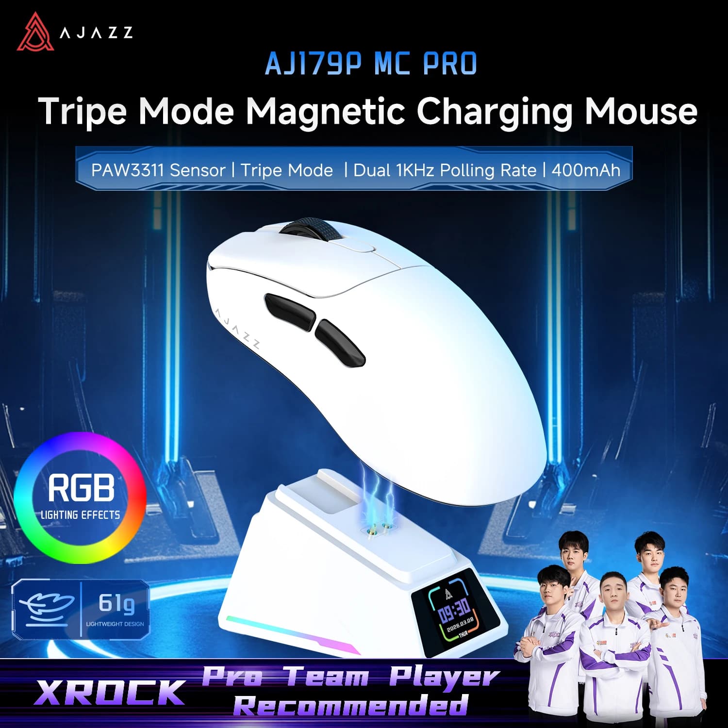 AJAZZ AJ179P MC PRO Tri-mode Wired/2.4G/Bluetooth Lightweight Gaming Mouse Recommended by Professional Players