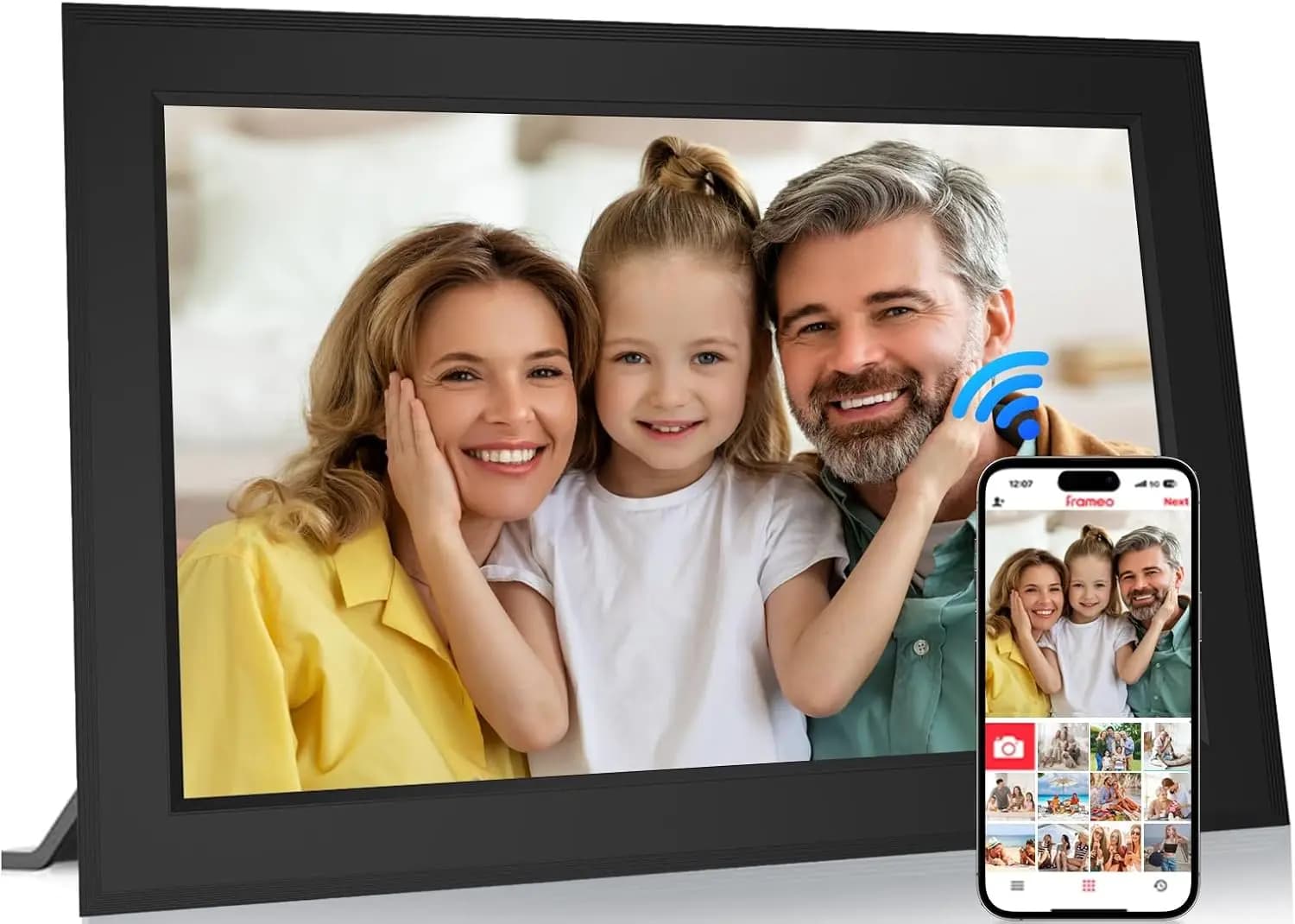 Cornice Digitale WiFi da 10.1" con Schermo Touch IPS 1280x800, 32GB, Rotazione Automatica, Montabile a Parete, Condivisione tramite App