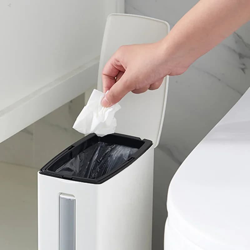 Scopino per WC, cestino per rifiuti, pattumiera, dispenser per sacchetti della spazzatura, set di pattumiera in plastica, Poubelle Salle De Bain