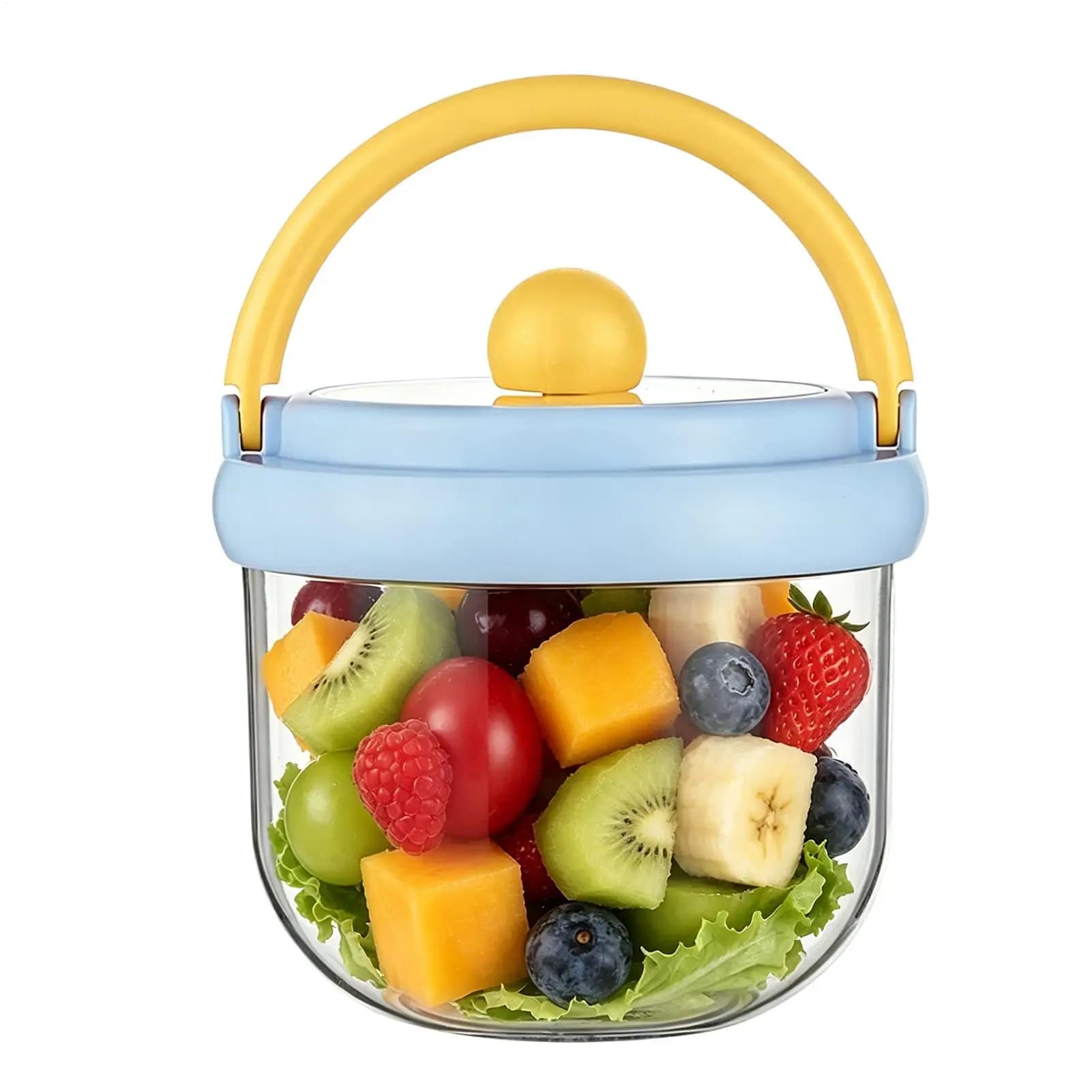 Contenitore per Insalata da Viaggio 600ml, Barattolo Ermetico Portatile per Preparazione Pasti, Scatola per Frutta, Verdura, Snack, Lavoro, Picnic, Campeggio