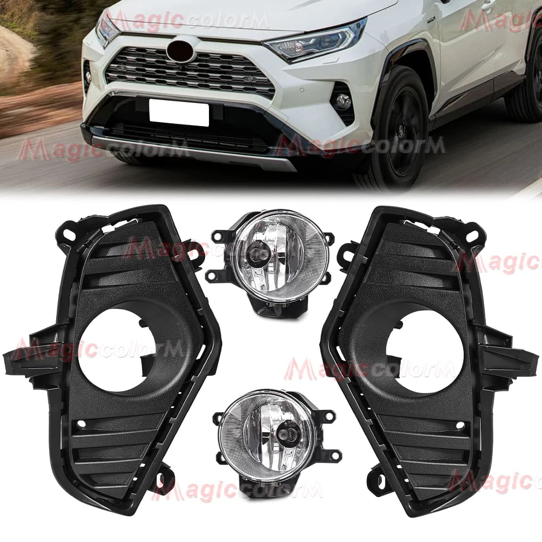 Fendinebbia a LED per Toyota RAV4 2019 2020 2021 Fendinebbia Fari Fendinebbia con coperchio Kit di montaggio cablaggio Accessori auto 12V