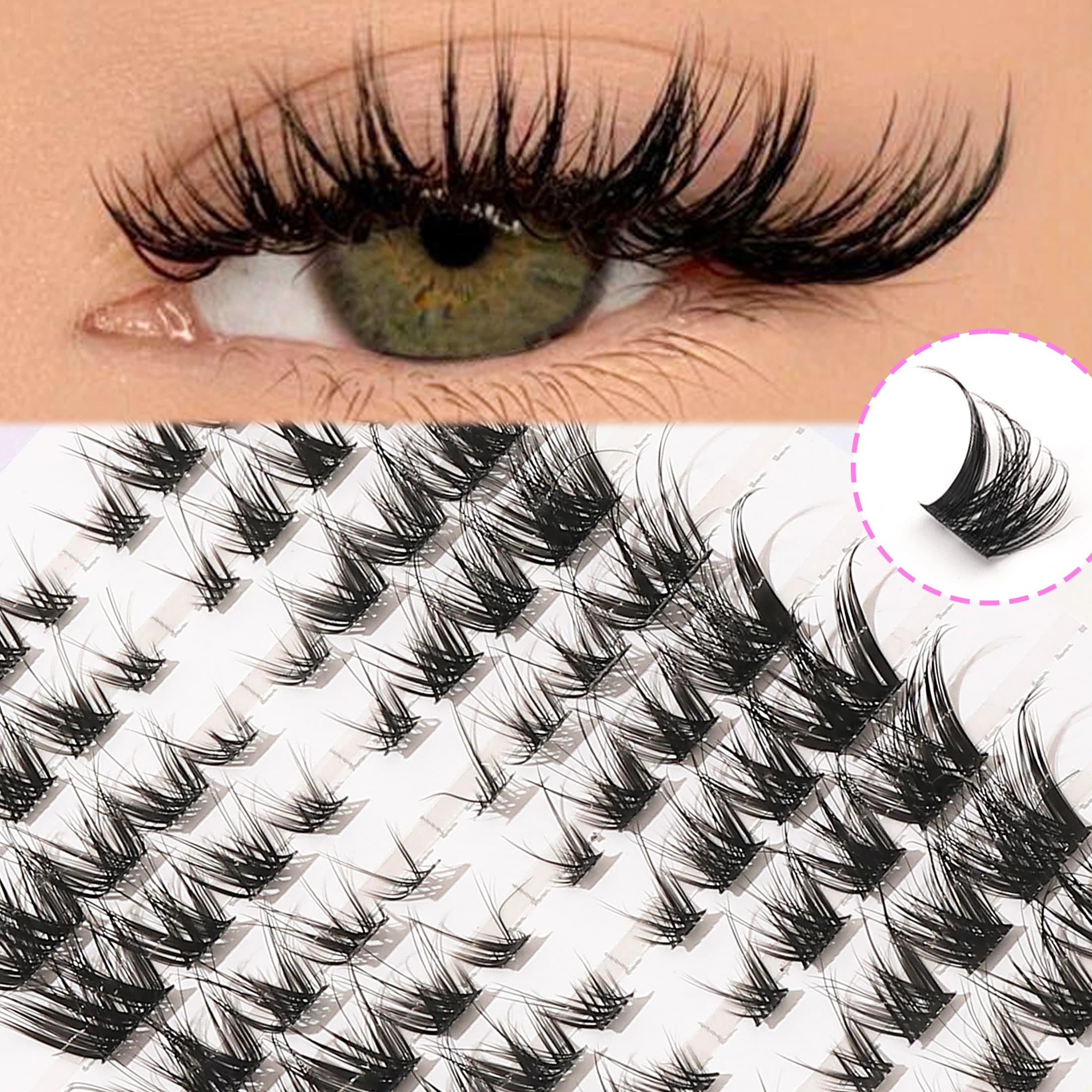 80 ciglia finte a ciuffetti fai da te, effetto volpe, lussuose e soffici, dall'aspetto naturale, morbide e folte, incurvate, edizione limitata per donna