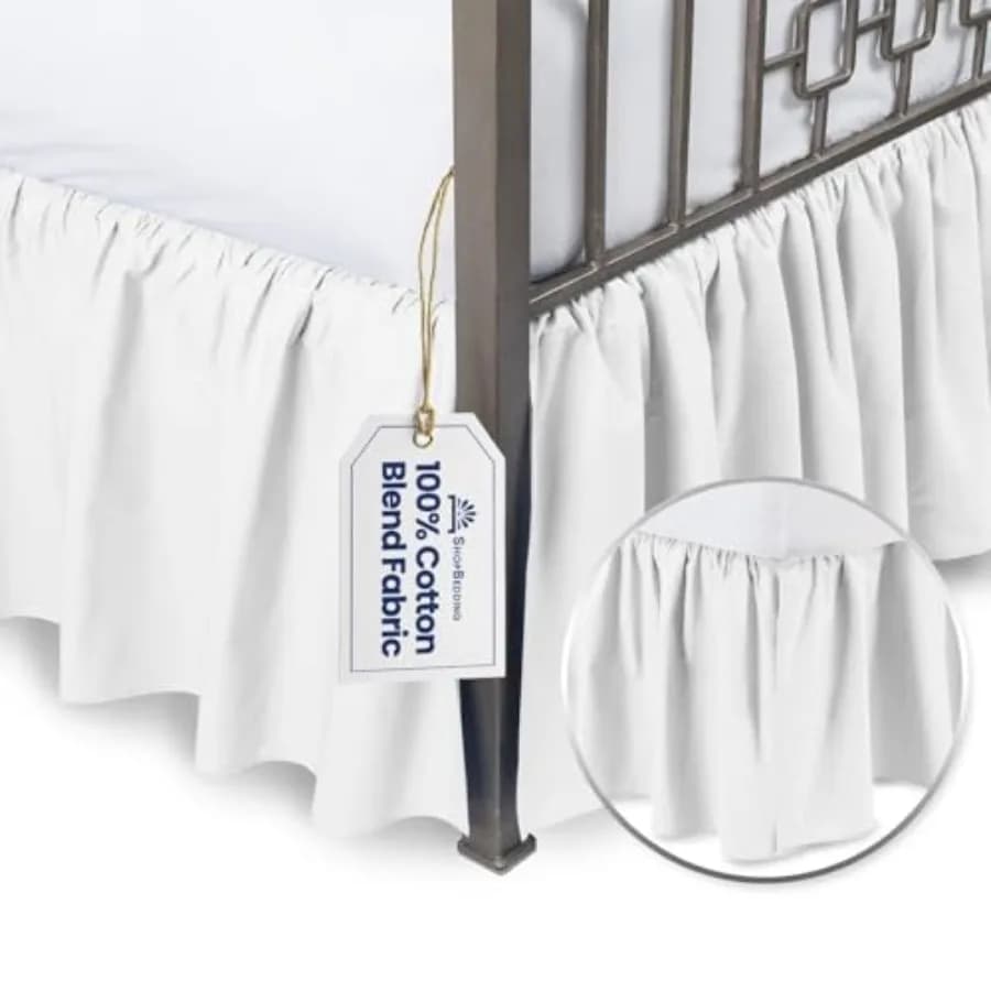 Gonna letto bianca con angoli aperti - in misto cotone, con balze e volant, per letto con piattaforma, misura Kg, colore bianco, modello Mac
