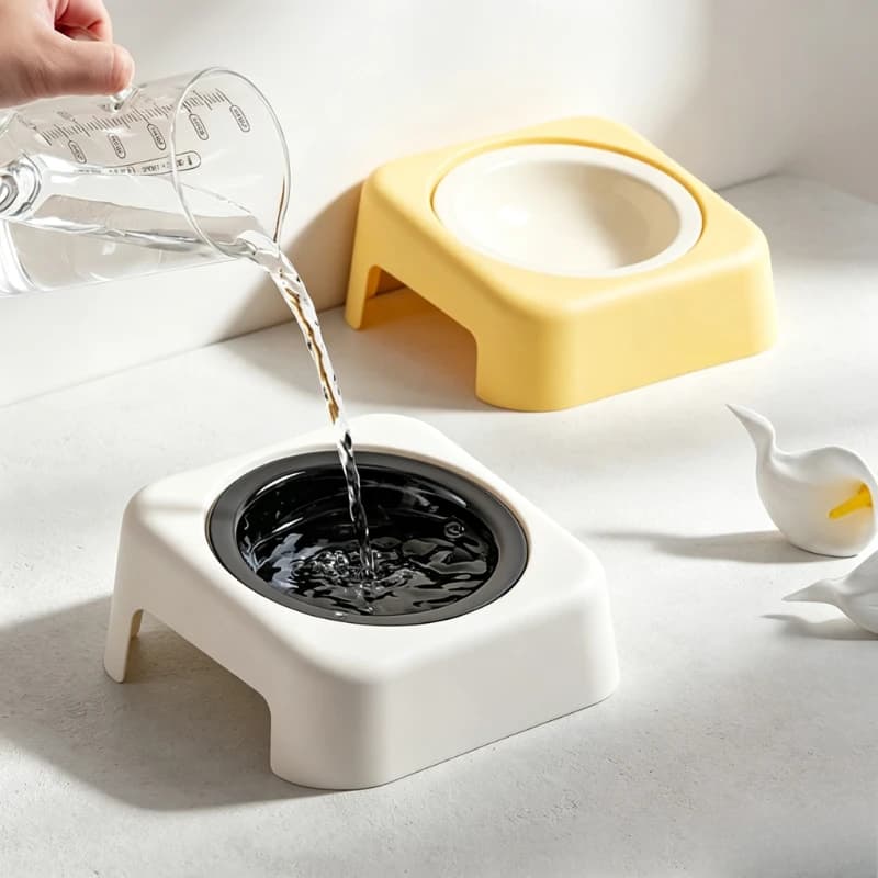 1PC Ceramic Cat Bowl Protection Pet Feeder Anti-Spill Plastic Stand Food Water Feeding Bowl for Cats Small Dogs