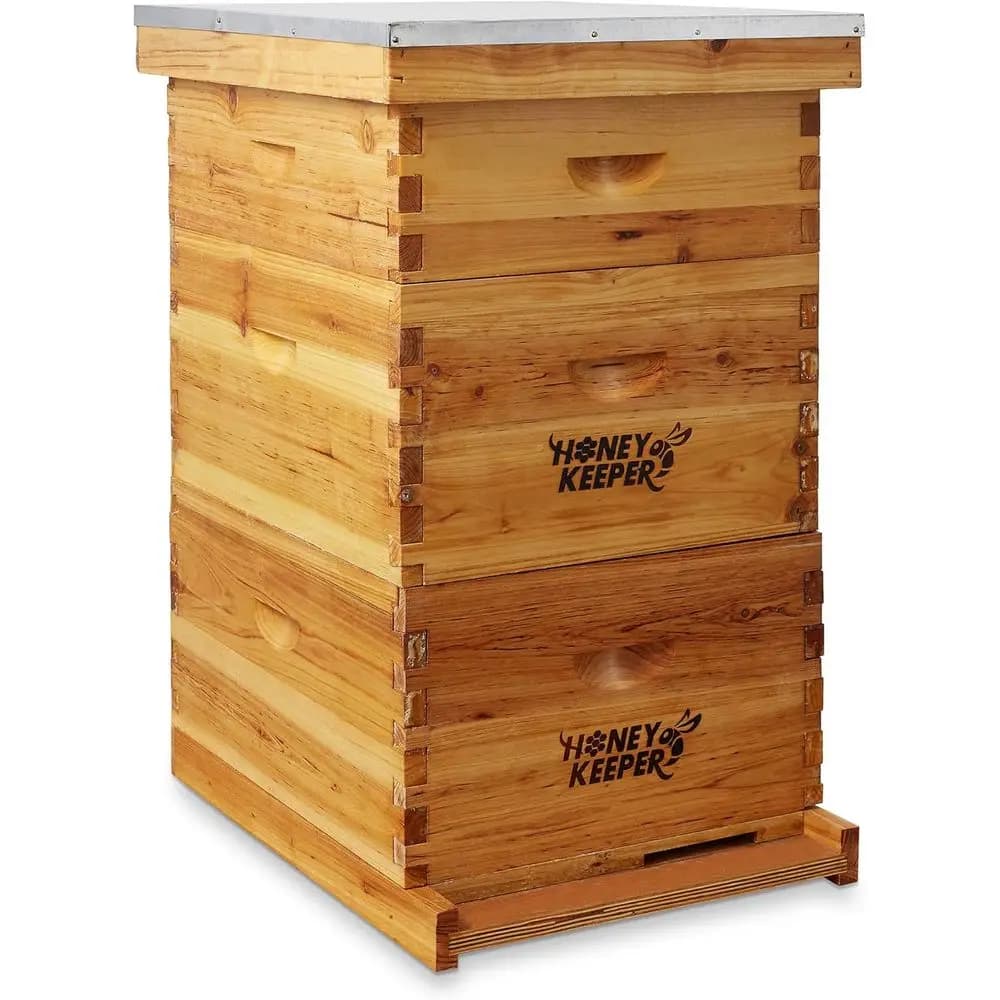 Beehive Full Box Kit of 10 frames covered in 100% bee wax (cerate boxes, 2 deep and 1 medium) with wooden frames and waxed foundation