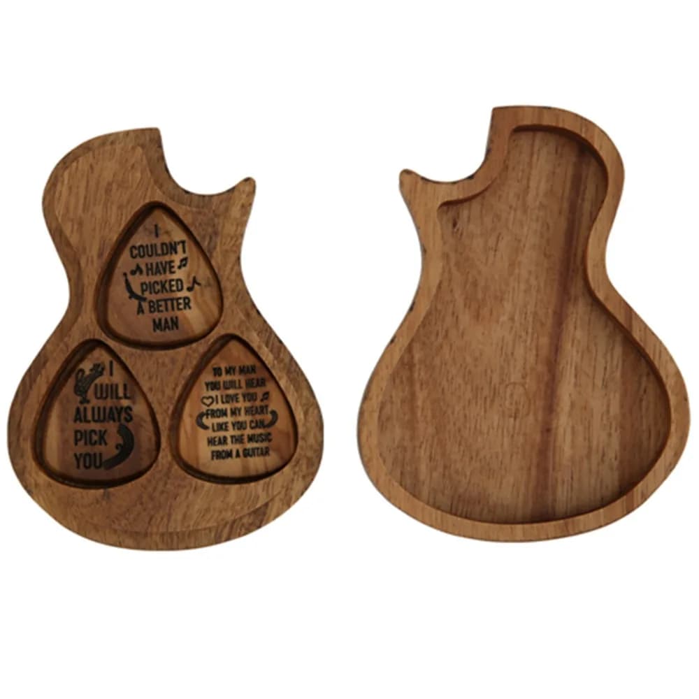 3 Pcs Guitar Pick ​Guitar Pick Set​ ​Plectrum Container​ Guitar shaped ​Guitar Pick​ Engraved​ ​With Case​ ​Guitar Picks Box​