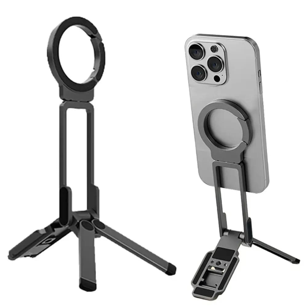 Supporto magnetico per telefono con treppiede in materiale ABS, supporto multifunzionale per riprese, supporto portatile per live streaming per cellulare
