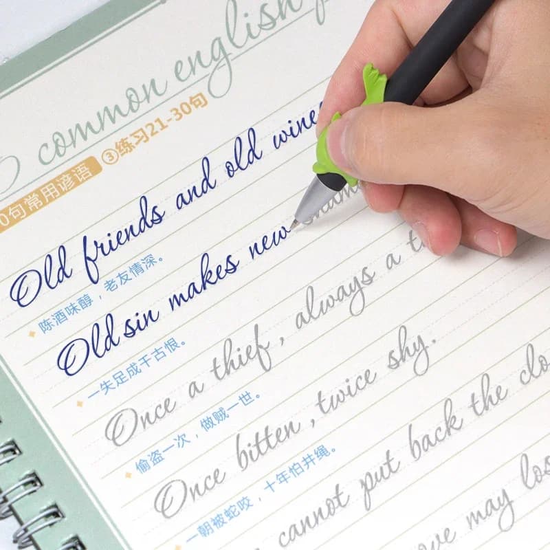 Round English Copybook Auto Dry Repeat Practice CopyBook 3D Groove Calligraphy Exercise Copy Book libros Pen Adult Children Set
