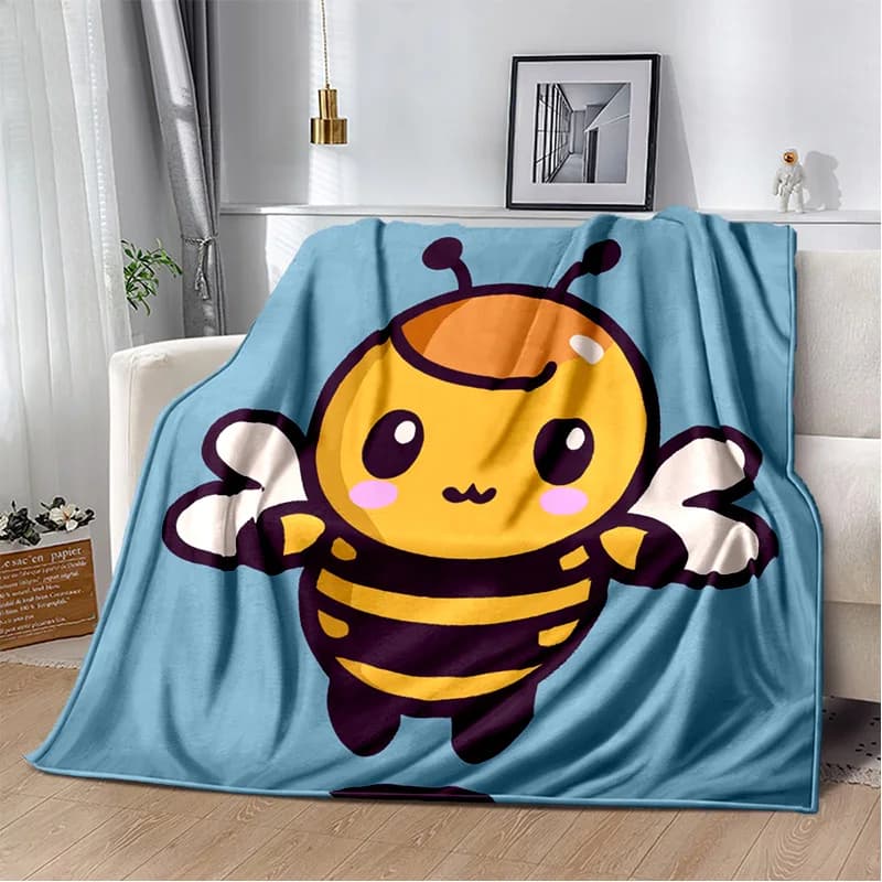 3D Honey Bee Insect Cartoon Soft Plush coperta, coperta di flanella coperta per soggiorno camera da letto divano Picnic Cover Kids
