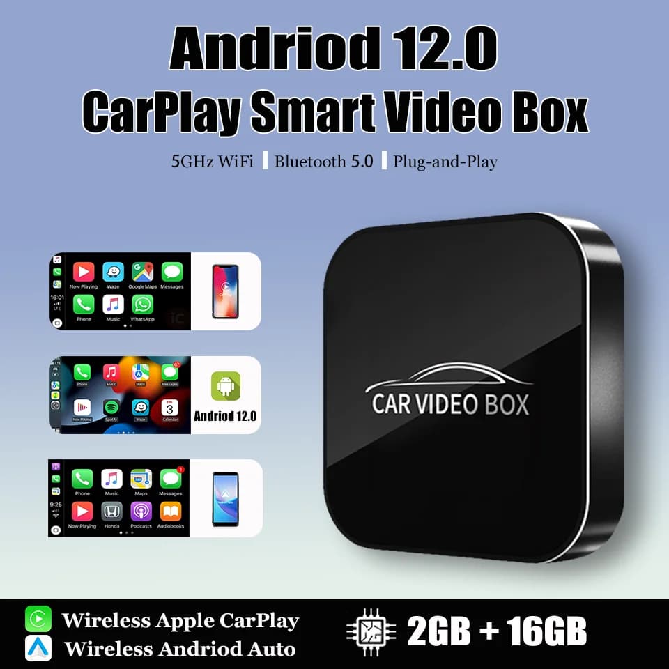 CarPlay Smart Video TV Android12 e CarPlay e Android Auto 3in1 Smart Car Play Streaming Box Netflix integrato Youtube Plug & Play