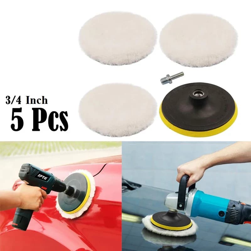 5Pcs Kit di lucidatura per lucidatrice 3/4/6/5 pollici tampone di lucidatura Auto ceretta disco di spugna ruota di lana dischi lucidatrice per la cura della vernice automatica