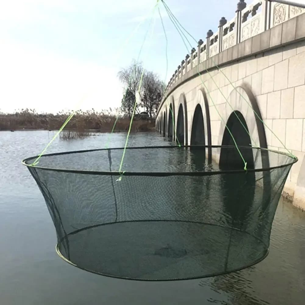 Rete da pesca pieghevole per atterraggio di gamberi, esca per granchio, gamberetti, molo, rete per stagno per uso in riva verticale