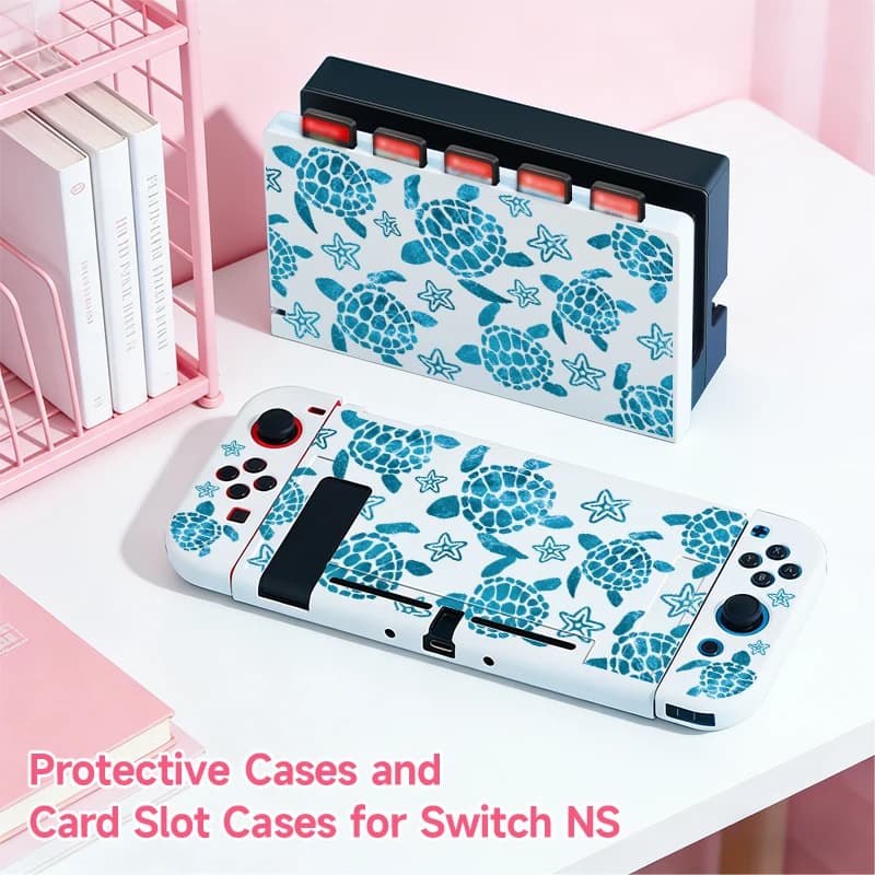 Custodia protettiva per Switch NS/OLED, custodia per carte da gioco + combinazione di protezione console, contiene 5 carte da gioco, guscio protettivo per giochi