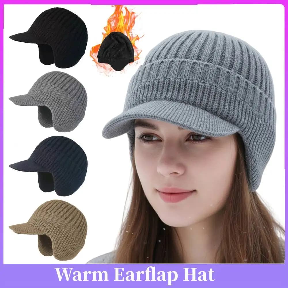 Caldo cappello con paraorecchie per uomo donna berretto invernale con protezione per le orecchie lavorato a maglia all'aperto tenere al caldo cappelli bomber da moto da ciclismo antivento