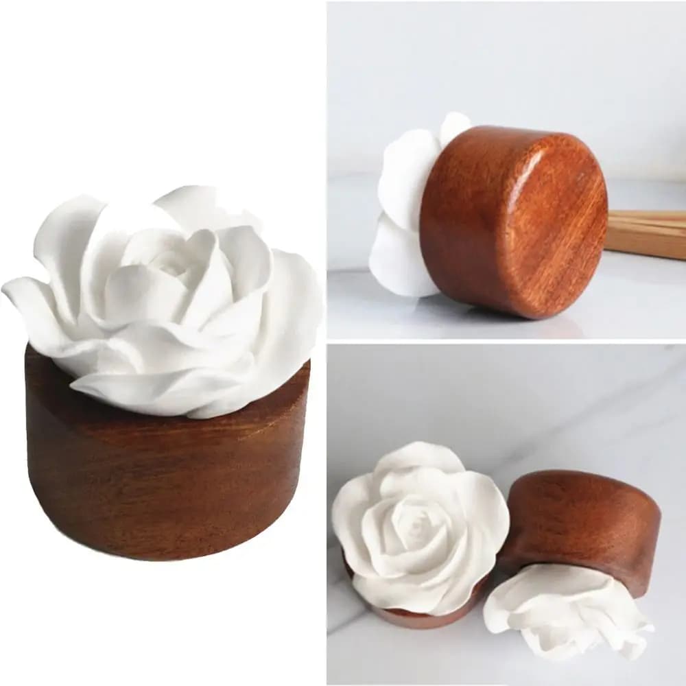 Diffusore di Aromi con Base in Legno, Ornamenti Artigianali, Pietra Diffusore Antiscivolo Non Elettrica, Porta Incenso per Auto