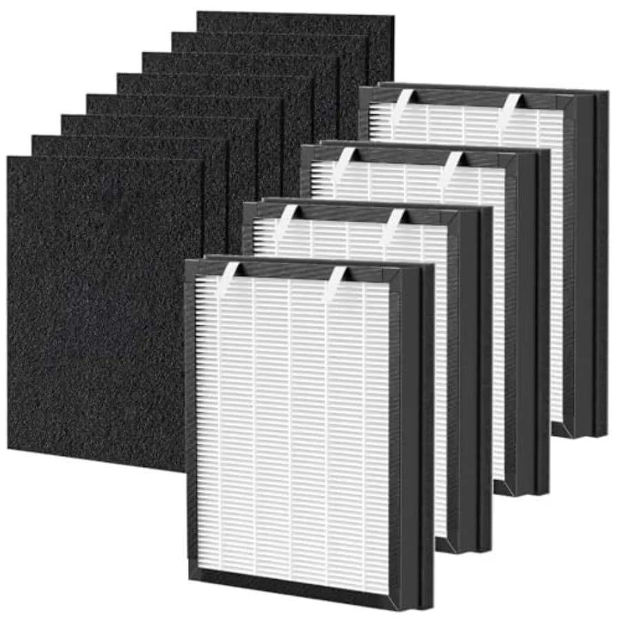 Filtri di Ricambio P358 Compatibili con Purificatore d'Aria per Animali Domestici HEAPETS P358, 4 Filtri Hepa e 8 Prefiltri a Carbone Attivo