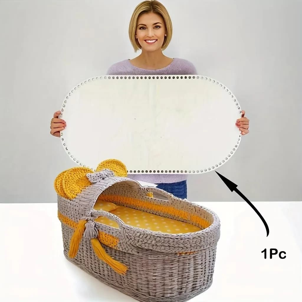 Large Oval Crochet Basket Base & Embroidery Hoop - Oversized Round Wooden Frame Suitable for DIY Blanket Making, Amigurumi