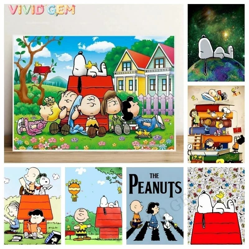 VIVID GEM 2026 New Cute Snoopy Cartoon Dog 5D DIY Diamond Painting Full Round Drills Mosaic Cross Stitch Handcraft Gift Home D