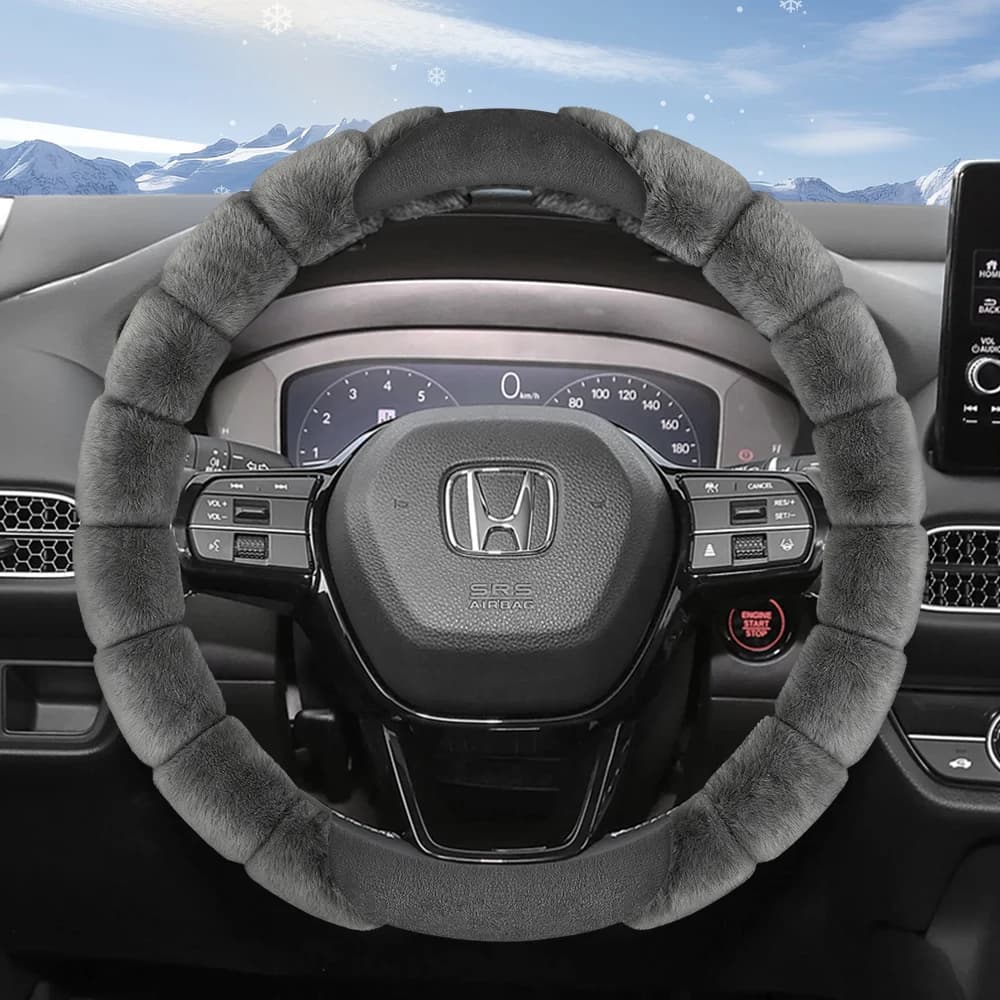 Adatto per Honda Peluche Coprivolante invernale a prova di freddo e copertura calda Cr-V Civic Hr-V Zr-V Vezel City Amaze Fit Jazz Accord Wr-V Br-V Elevate Pilota Passaporto Ridgeline Odyssey Nero Grigio Bianco