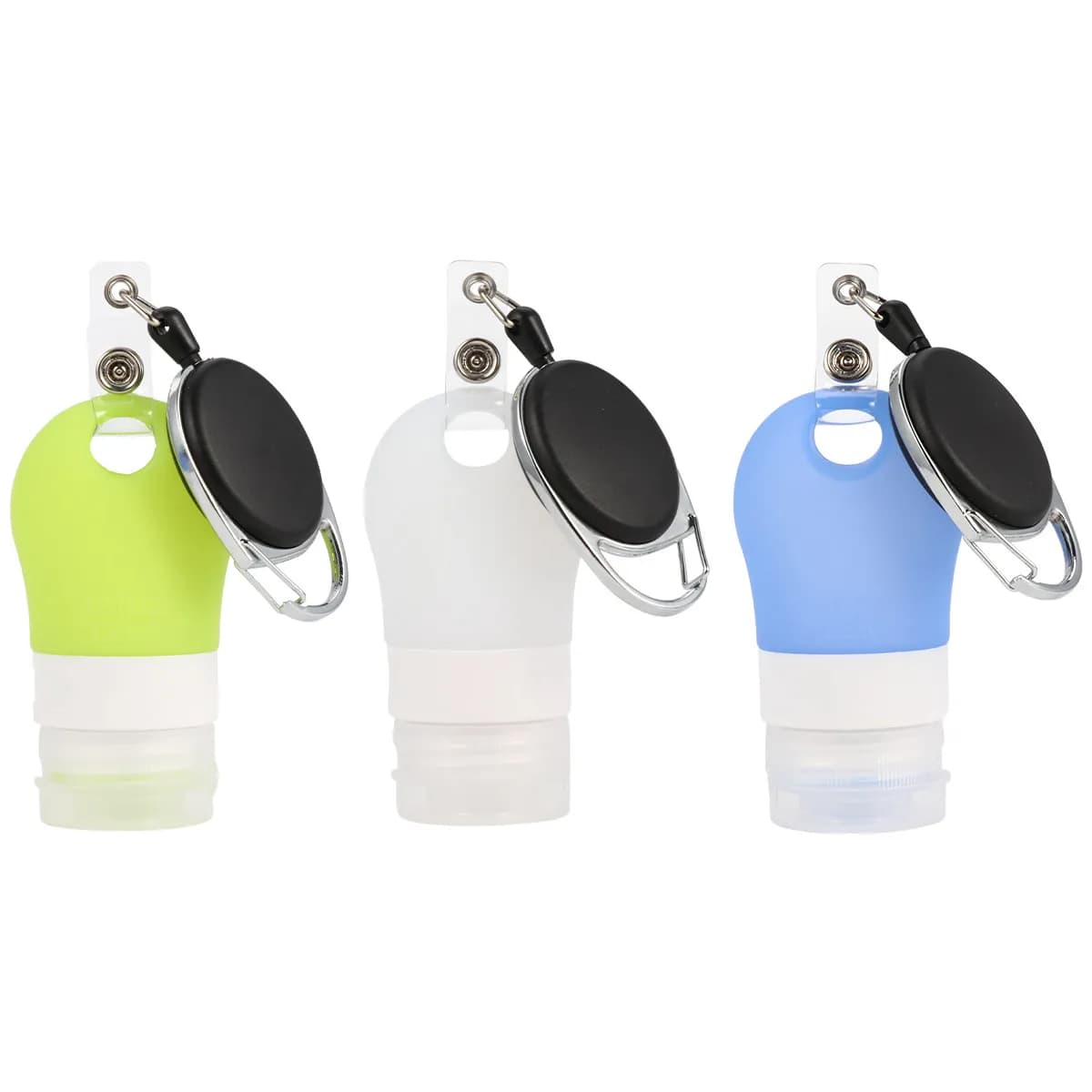 Set di 3 Flaconi da Viaggio Portatili in Silicone, Ricaricabili, 38ml, Bocca Larga, Antigoccia, per Sapone Liquido, Gel Doccia, Olio da Bagno, Ideali per Zaino