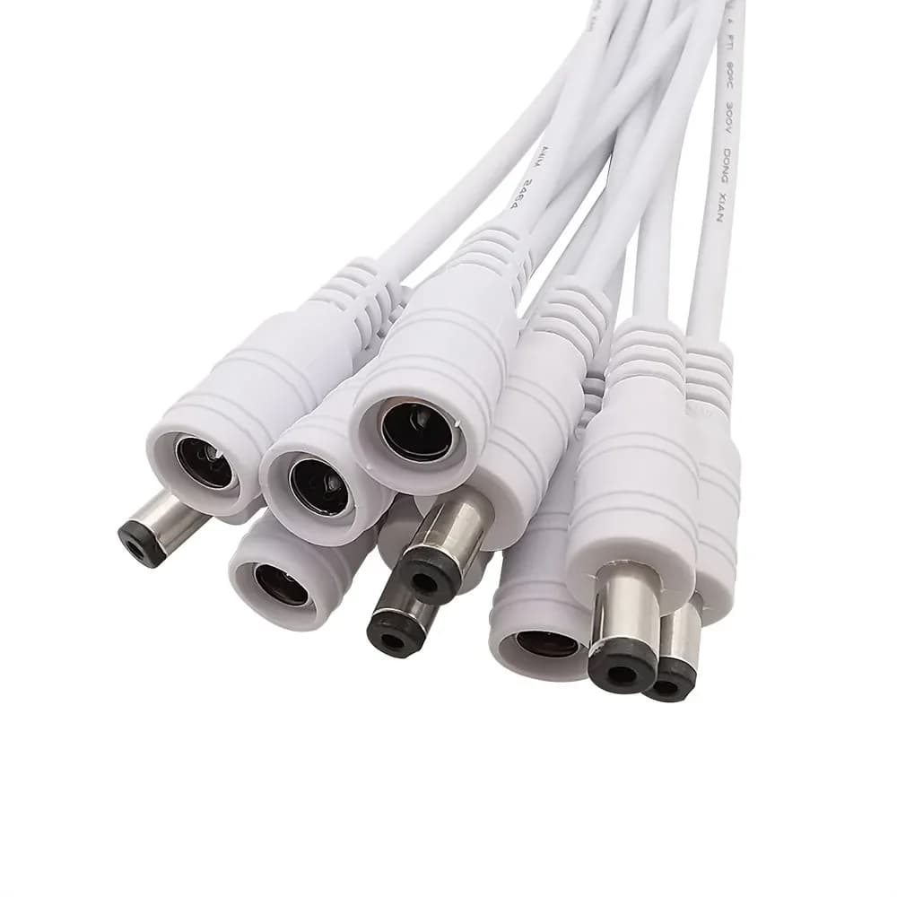 10Pcs 5.5 x 2.1mm DC Male Female Plug Power Cable Soldering Connector Adapter Pigtail Wire For CCTV Camera LED Strip