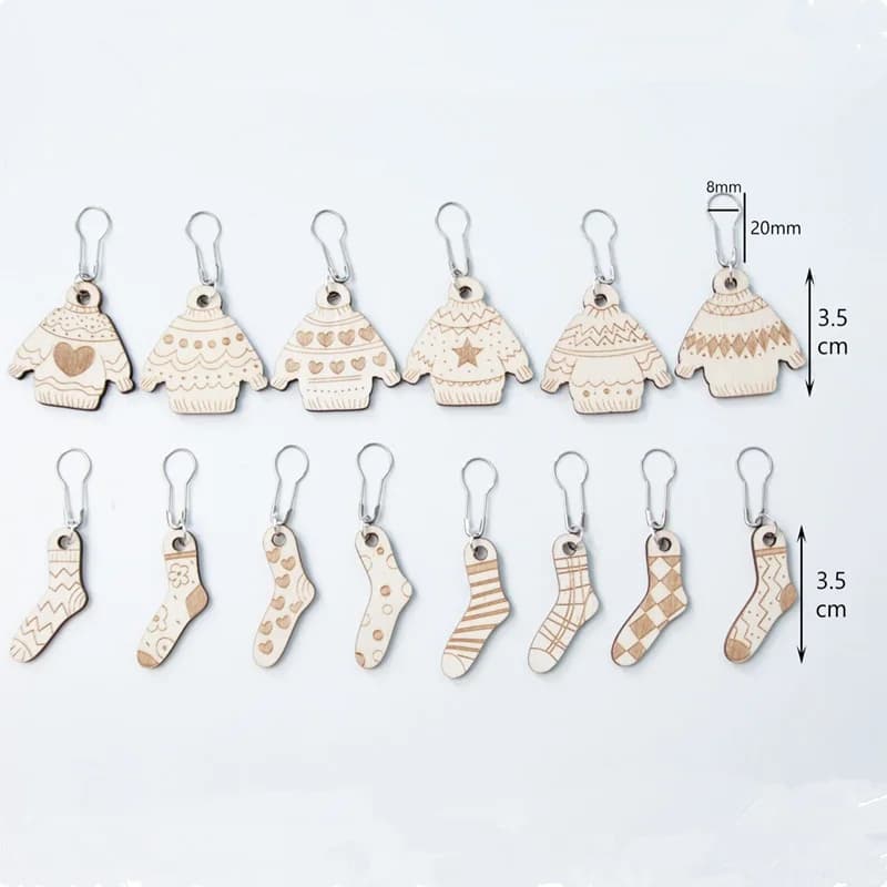 1 Set Calzino in legno Forma di maglione Marcatori per punto per maglieria Artigianale all'uncinetto Punto di bloccaggio Ago Clip Marcatori Supporto Strumenti per cucire fai da te