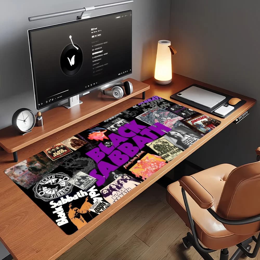 Band B-Black S-Sabbath Mouse Pad Tappetino per computer in gomma antiscivolo Gamer Balance Decoracion Deskmat Laptop Office Large
