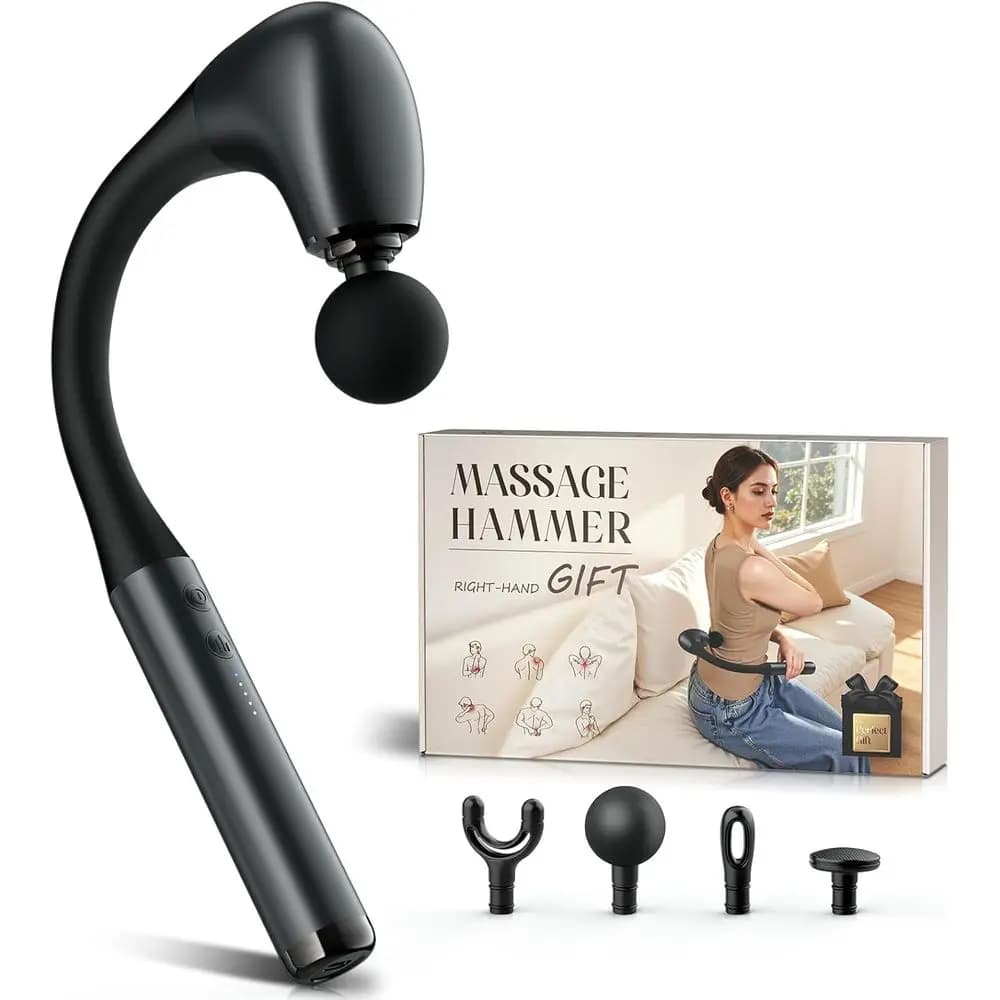 Percussion Massage Gun with Extensible Handle Improved, Deep Massage for 10 mm Fabrics for Back, Muscles, Spalle, Life and Legs - Port