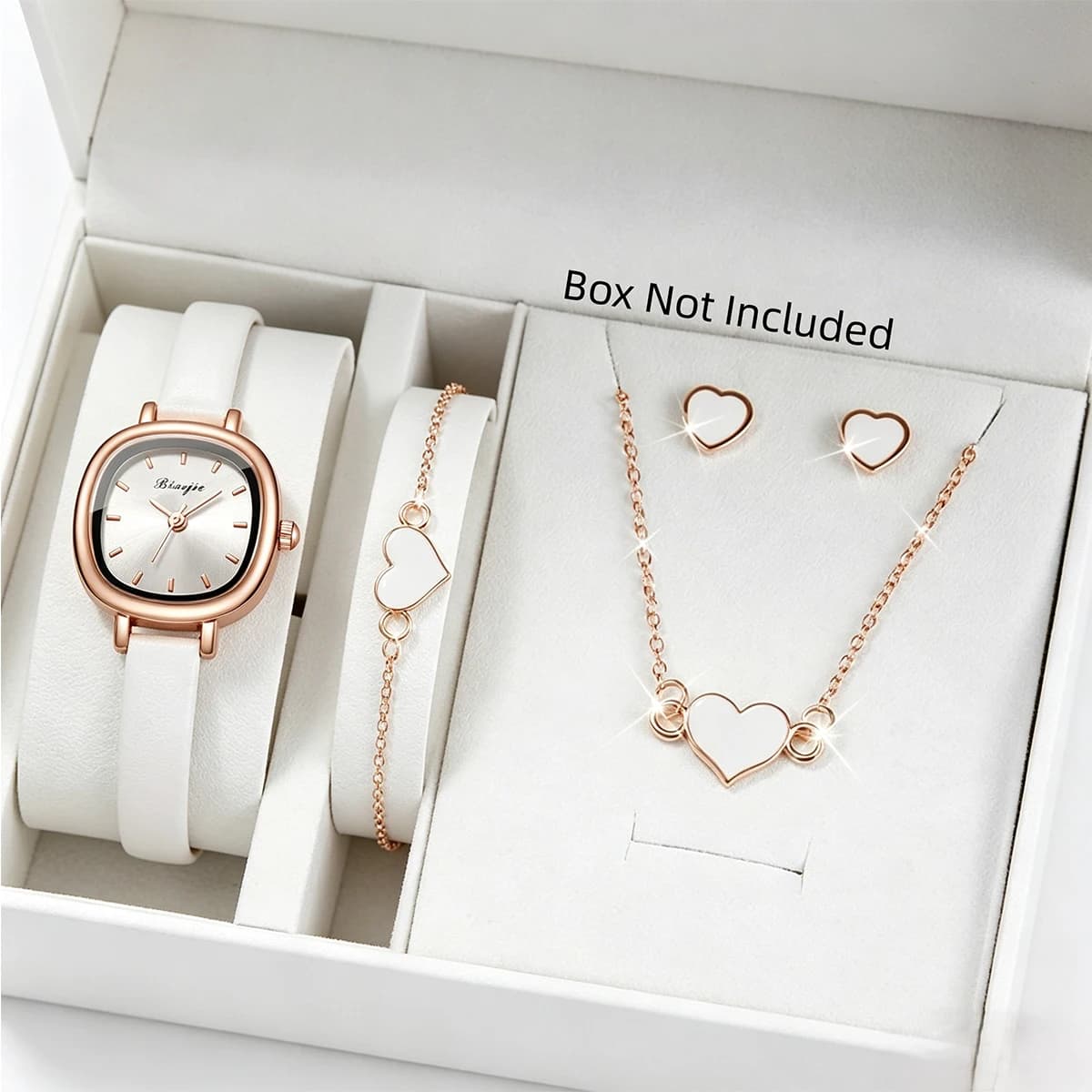 5-piece set of Forest style fresh and artistic female student square simple women's watch retro belt small square watch