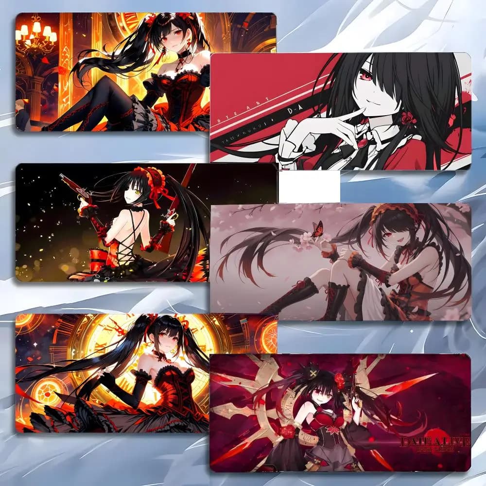 Tappetino per mouse anime fantasy D-Date A L-Live Kurumi Tokisaki, tappetino per mouse grande da gioco con bordi rinforzati, tappetino da scrivania per PC
