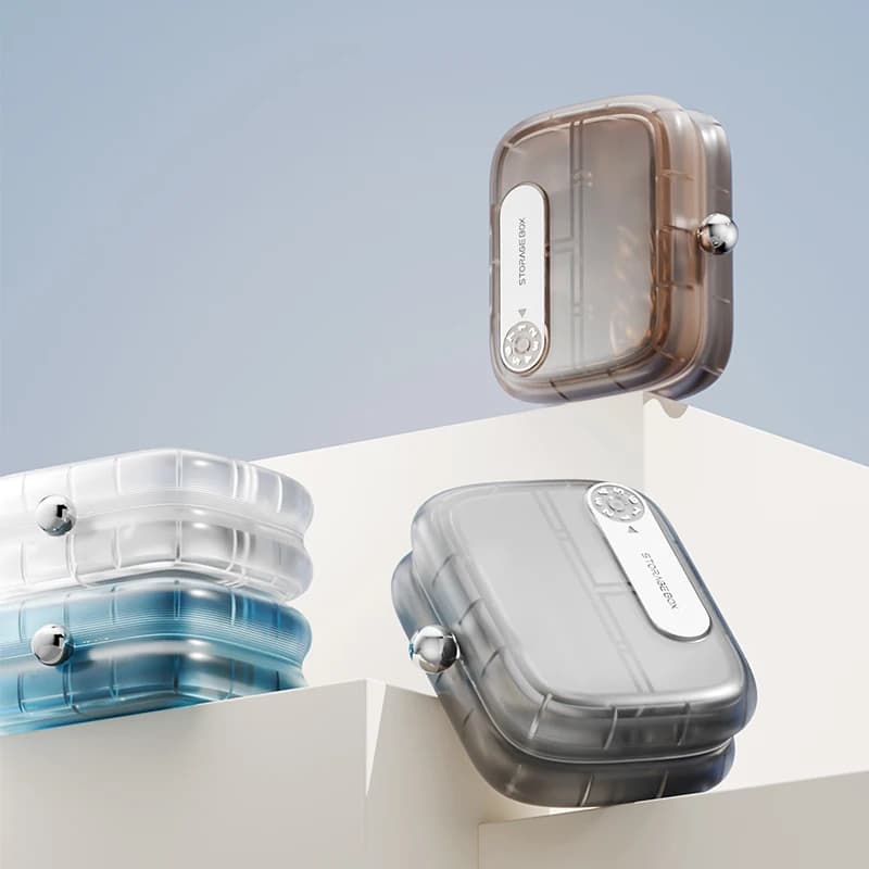 Portapillole Portatile AM PM with 7 Departments, Weekly Transparent Container for Medicines, Vitamins, Fish Oils and Supplements