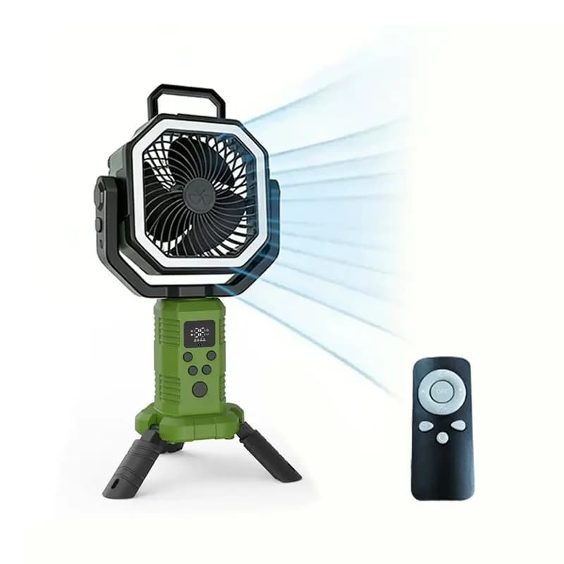 NUOVI PRODOTTI IN USCITA NEL 2026: Ventilatore da Campeggio Elettrico Retrattile Ricaricabile per Esterni con Treppiede Regolabile Portatile