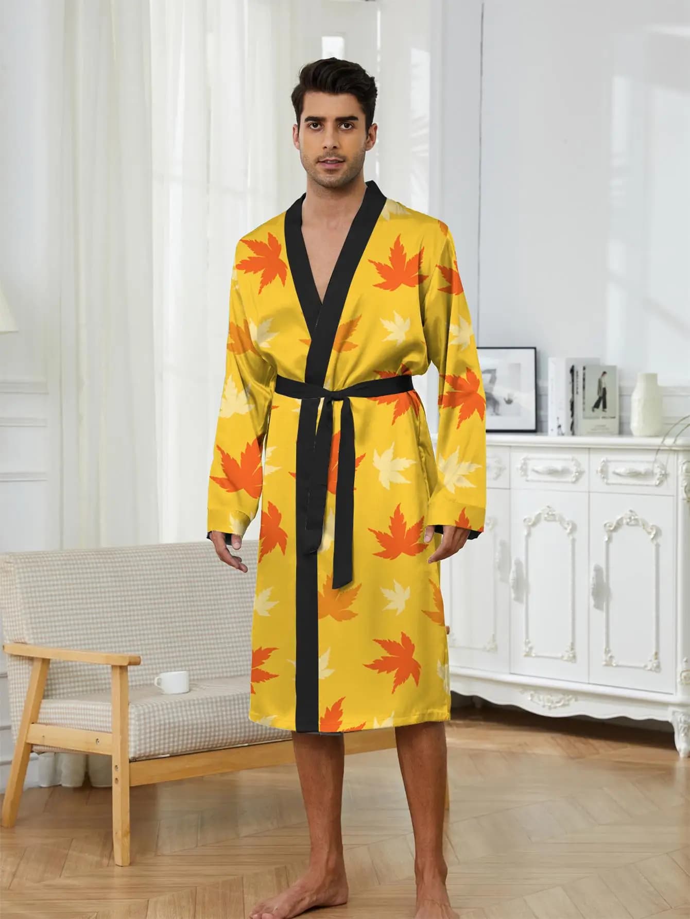1pcs Men's Robes 2026 Spring/Summer Robes 3D Printed Sleepwear Graphic Bathrobe Shower robe Robe man Breathable