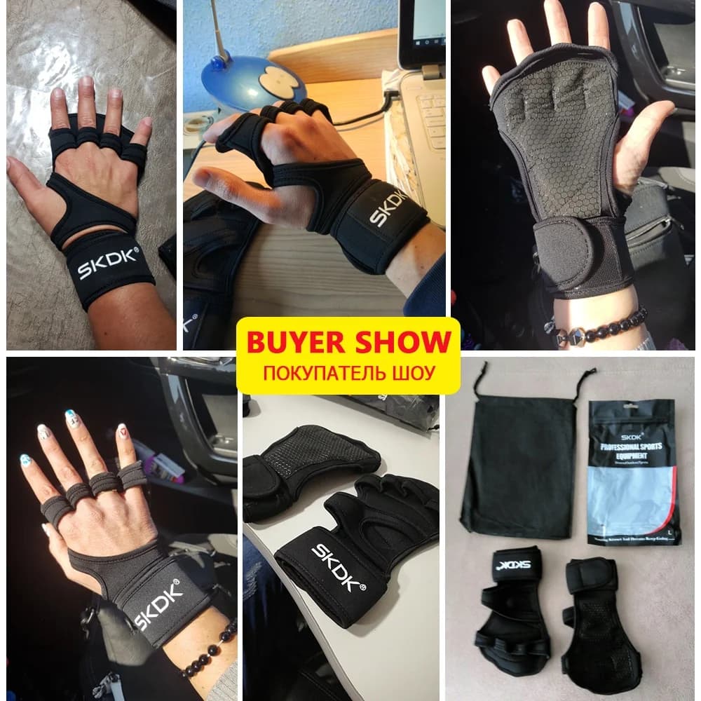 Wrist Support Weight Lifting Gloves Silicone Gel Pad Breathable Unisex Full Palm Guard For Gym Crossfit Maga Workout Training