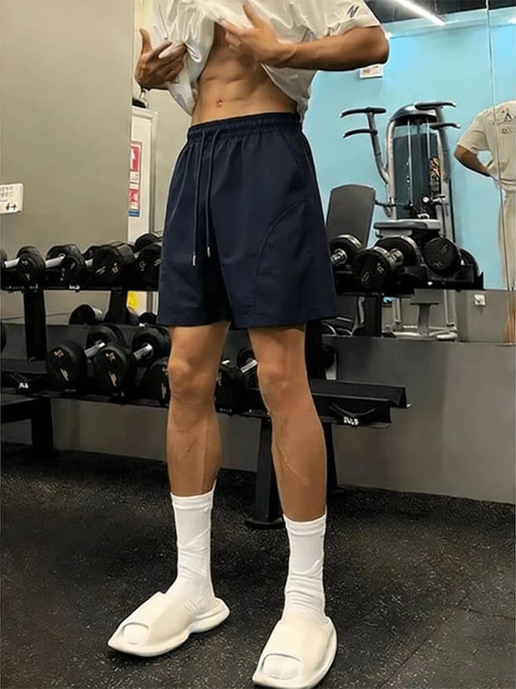Quick Dry Sports Shorts Men's Summer American Slant Cut Fitness Pants Outdoor Casual Training Fourths Pants Loose mid Waist F...