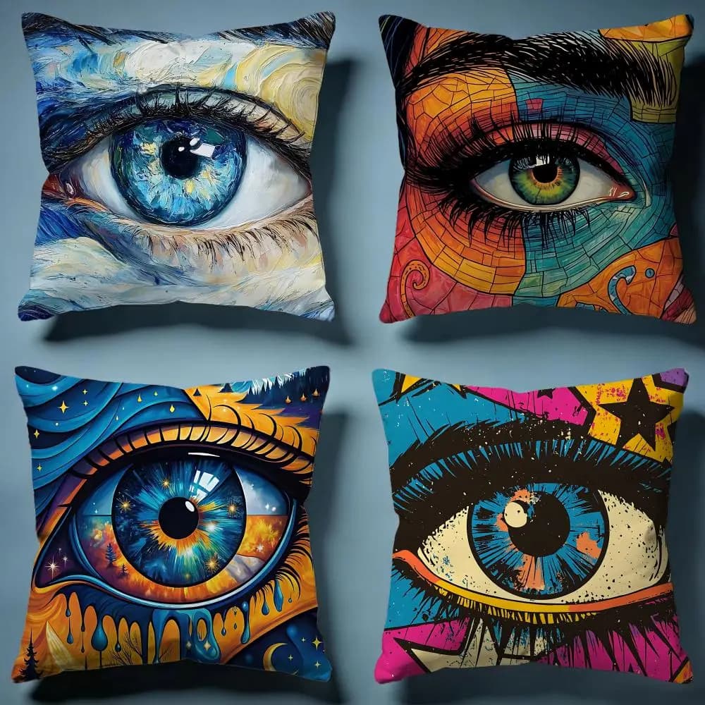 Fodera per cuscino Creative Art Eyes, morbida e decorativa, adatta per camera da letto, divano, auto, viaggi.