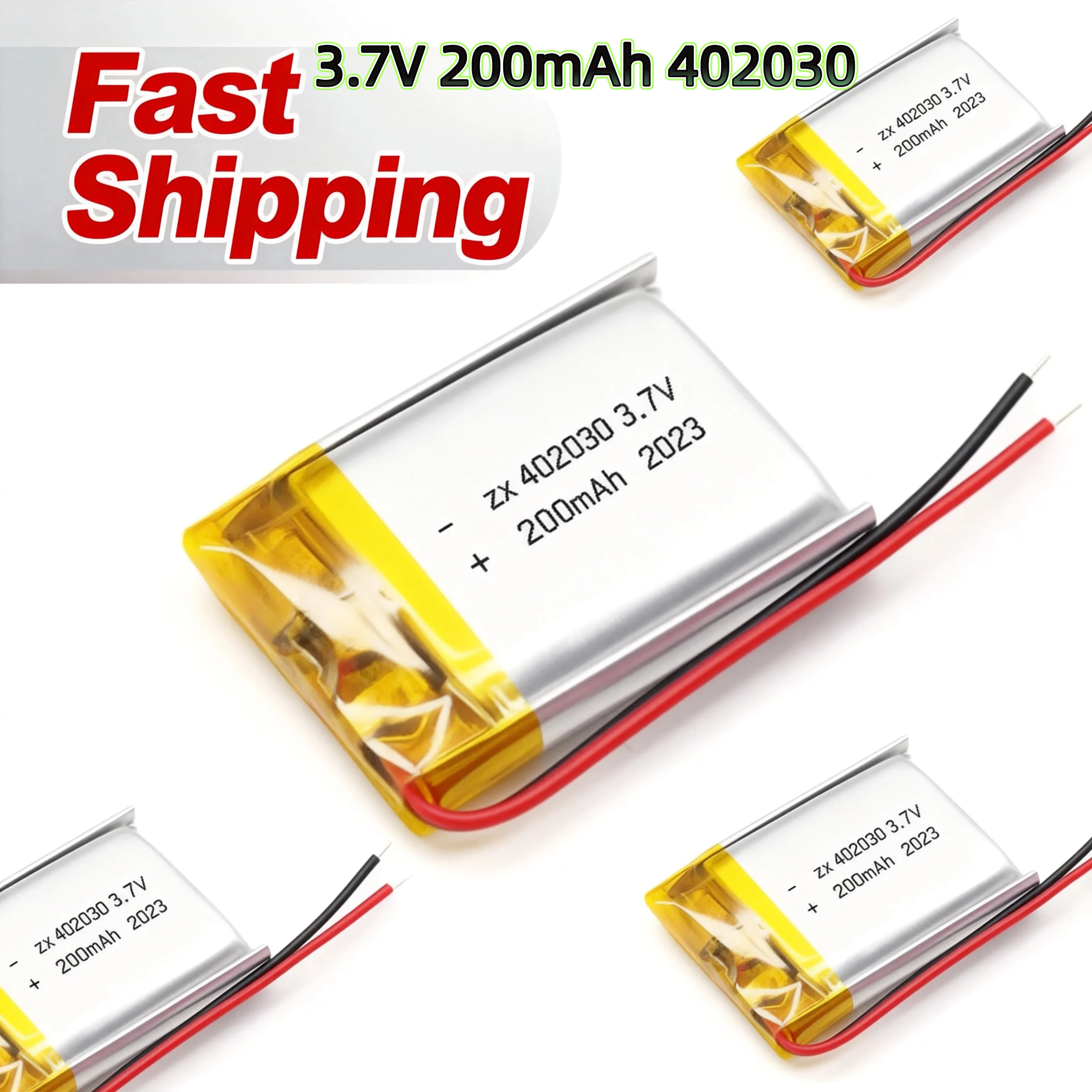 3.7 V 200 mAh 402030 lithium polymer battery for smart bracelet, GPS, voice recorder, pet training tool, webcam, tablet PC