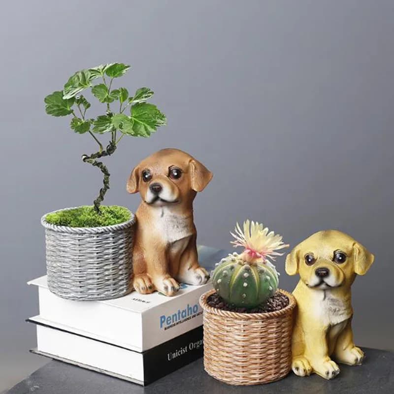 Casa Soggiorno Ufficio Resina Bonsai Vaso Pianta grassa Vaso Giardino Arte Cestino per cani Vaso di fiori Ornamenti Decorazione