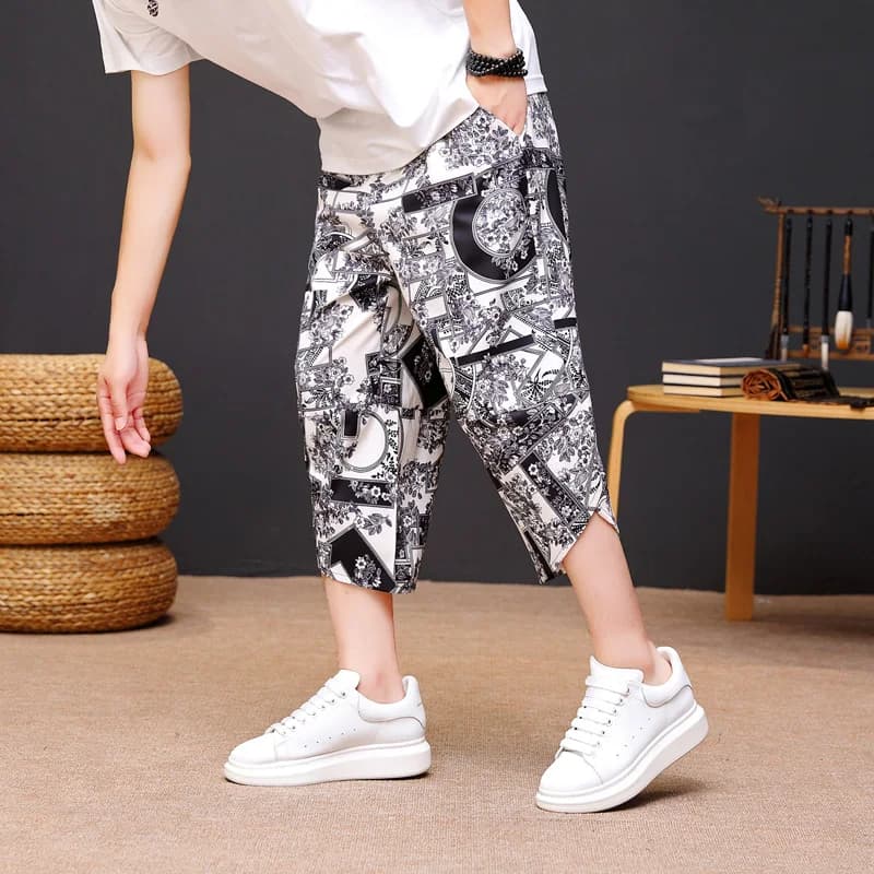 Pantaloncini Sportivi Sottili in Seta Ghiacciata ad Asciugatura Rapida da Uomo, Estivi, Casual, Larghi, Sopra il Ginocchio, Stile Harajuku, alla Moda, di Marca