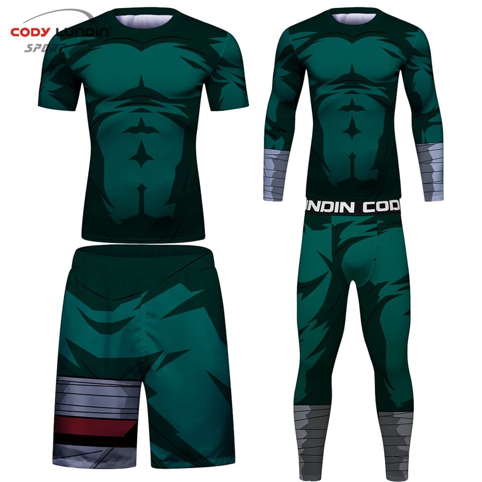 Uomo Rashguard Jiu jitsu T-shirt MMA Boxing Set Kickboxing Tuta sportiva Muay Thai Pantaloncini Compressione Rash Guard Maglie Tute da palestra