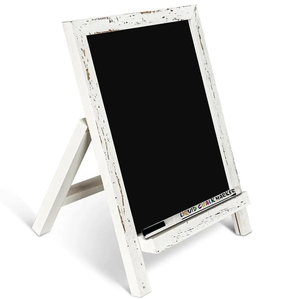 Piccole lavagne da tavolo, lavagna magnetica mini 9,5 x 14 pollici con supporto per menu da banco con cornice in legno
